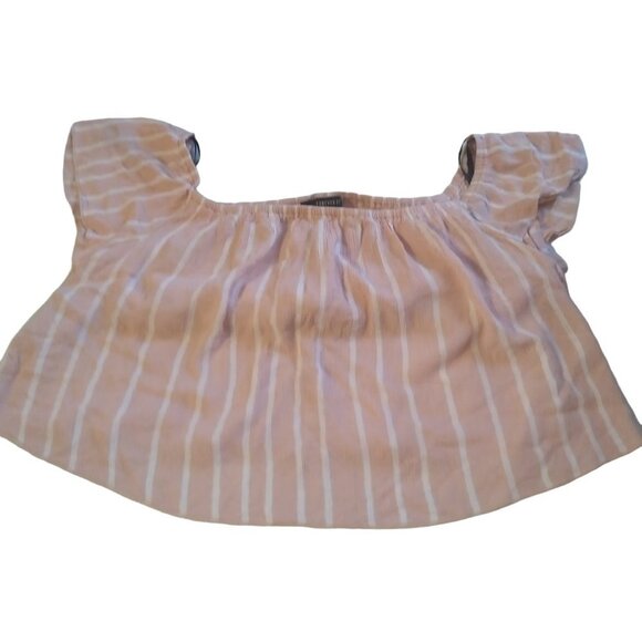 Lot of 2 Forever 21 Women's Large Crop Tops Striped And Solid (L20) - Picture 2 of 4